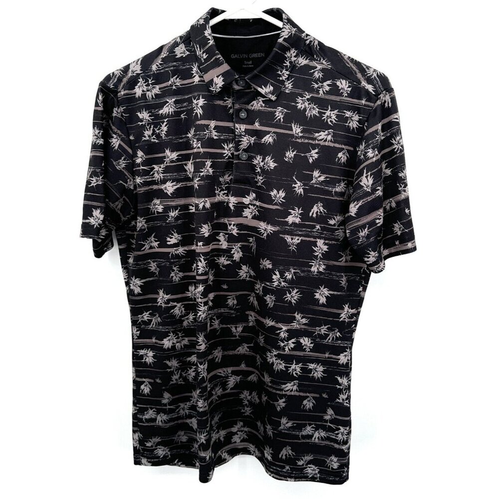 Galvin Green Golf Polo Shirt Medium Black Floral‎ Sz S